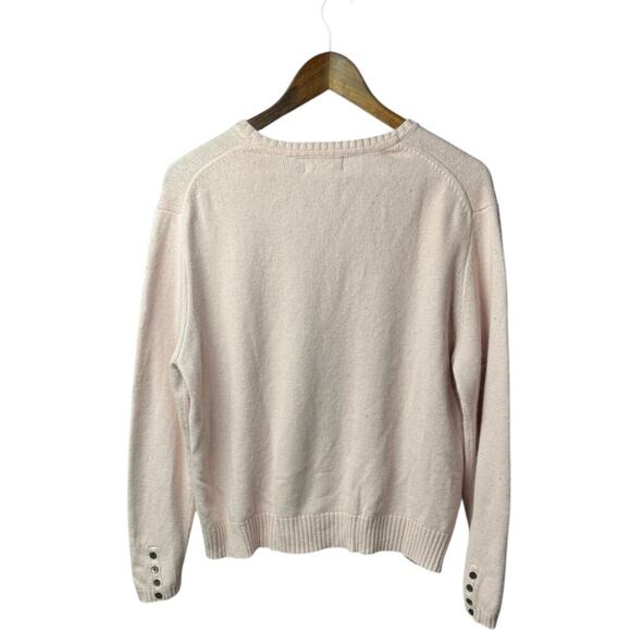 Eddie Bauer Women’s Sweater XXL Pink Cotton Blend Pullover Crewneck Button Cuffs - Picture 2 of 6